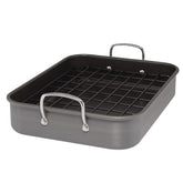 16-Inch x 12-Inch Nonstick Hard Anodized Roaster with Reversible Rack