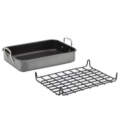 16-Inch x 12-Inch Nonstick Hard Anodized Roaster with Reversible Rack