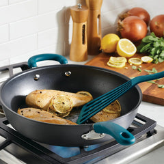 12.5-Inch Anodized Nonstick Induction Deep Frying Pan with Helper Handle